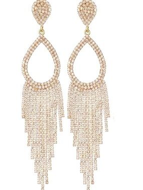 Silver Rhinestone Drop Earrings*